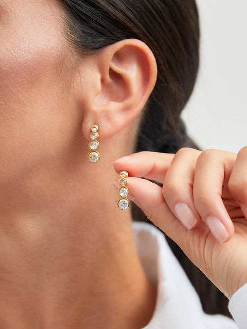 Dazzle Gold Crystal Drop Earrings