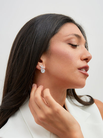 Bloom Silver Crystal Drop Earrings