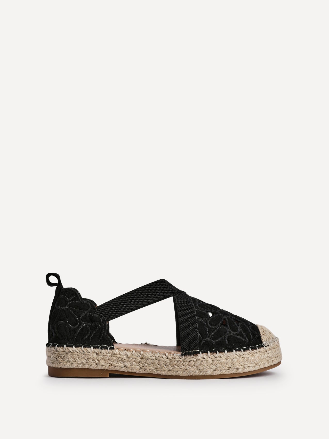 Jillian Black Faux Suede Espadrille Sandals