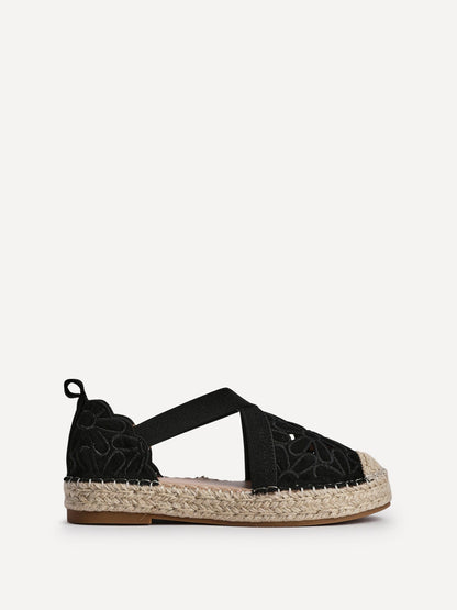 Jillian Black Faux Suede Espadrille Sandals