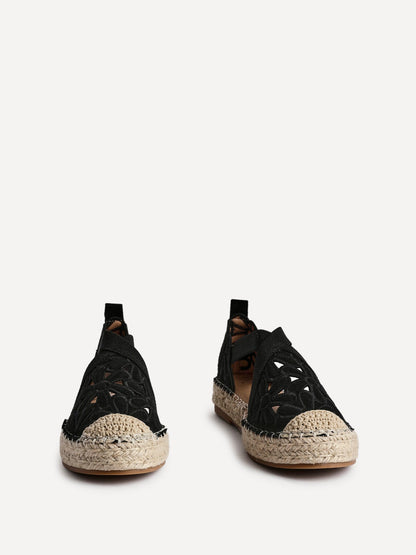 Jillian Black Faux Suede Espadrille Sandals