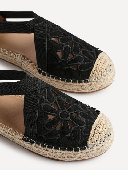 Jillian Black Faux Suede Espadrille Sandals