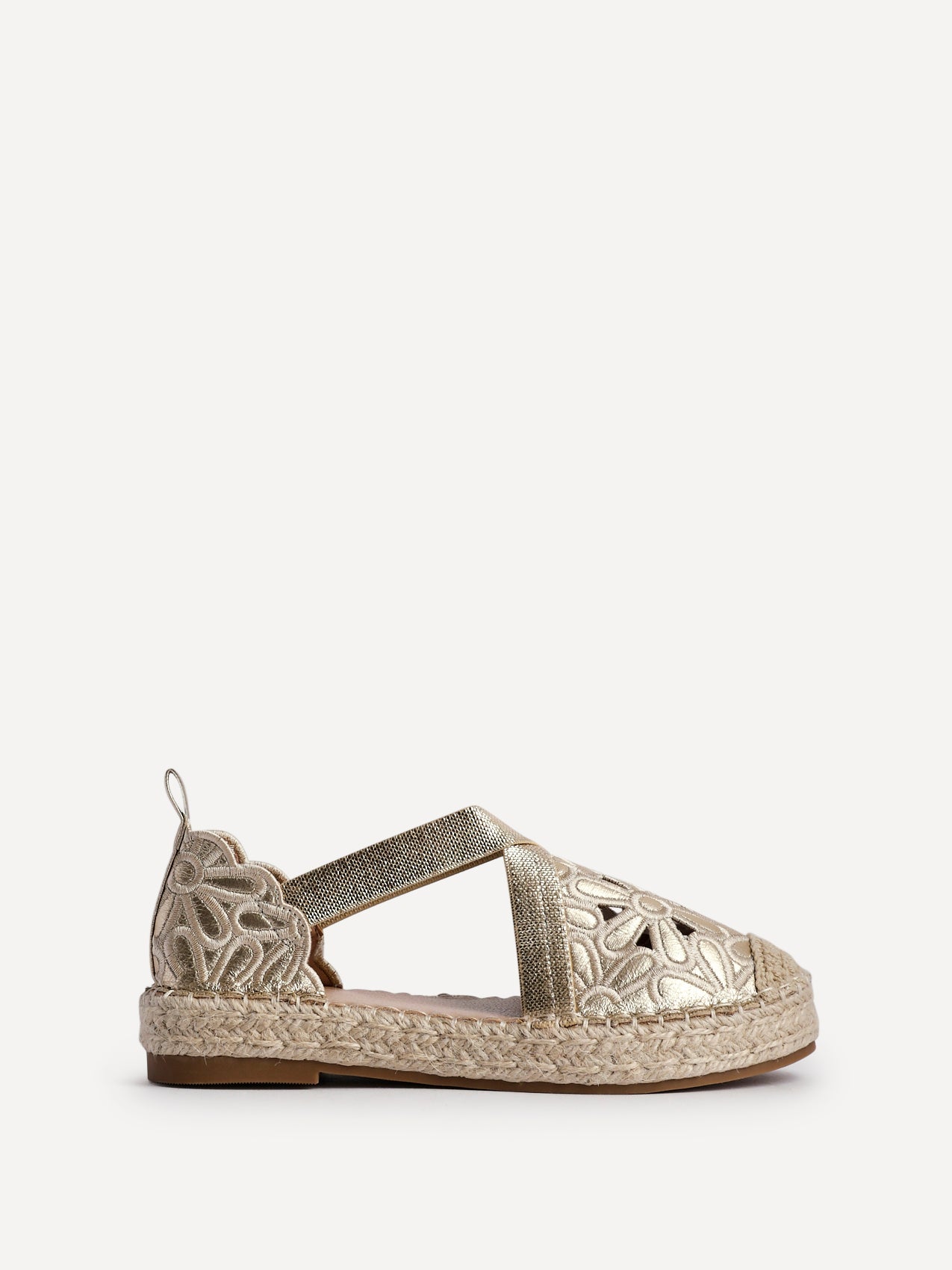 Jillian Gold Faux Leather Espadrille Sandals