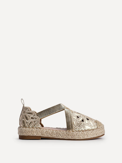 Jillian Gold Faux Leather Espadrille Sandals