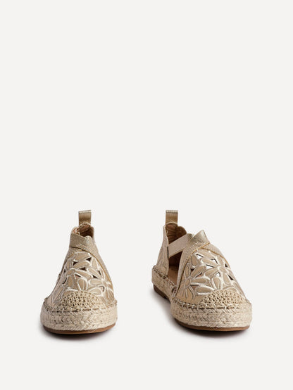 Jillian Gold Faux Leather Espadrille Sandals