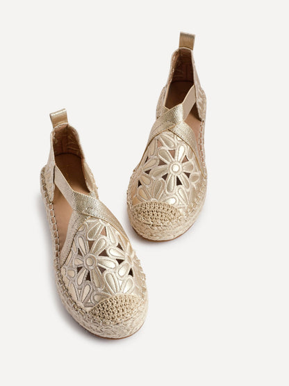Jillian Gold Faux Leather Espadrille Sandals