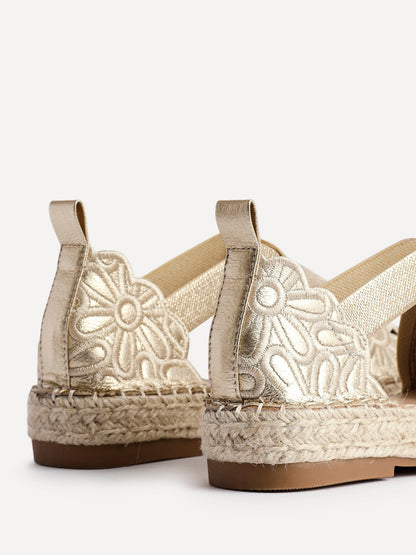 Jillian Gold Faux Leather Espadrille Sandals