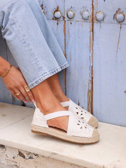 Jillian White Faux Leather Espadrille Sandals