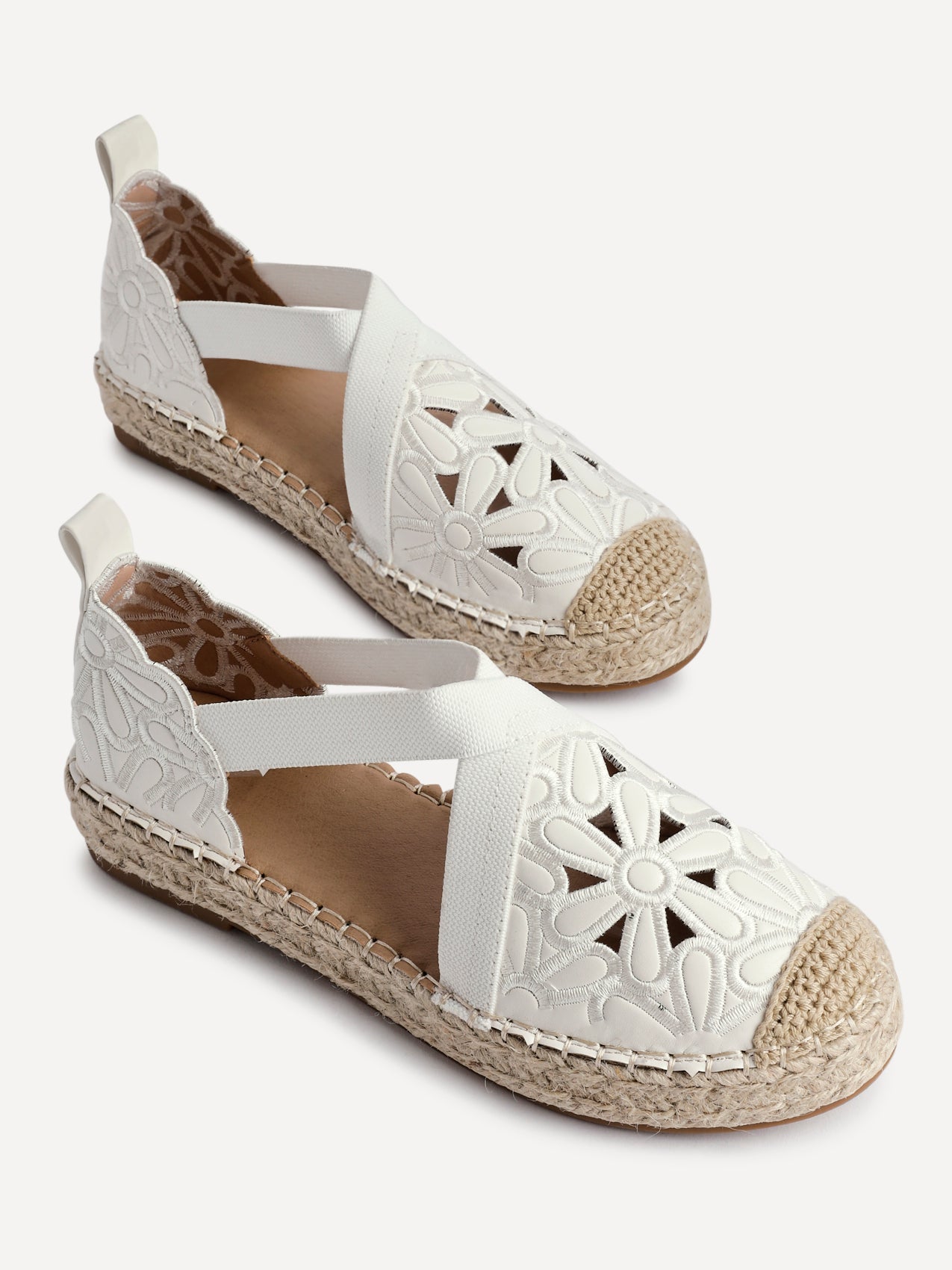 Jillian White Faux Leather Espadrille Sandals