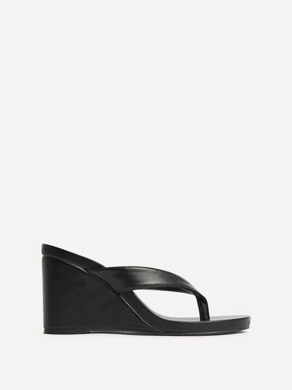 Joia Black Wedge Mules