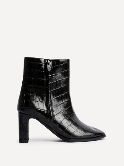Jonas Black Croc Patent Heeled Ankle Boots