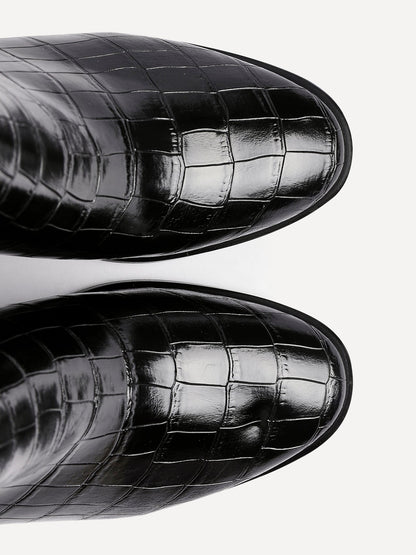 Jonas Black Croc Patent Heeled Ankle Boots