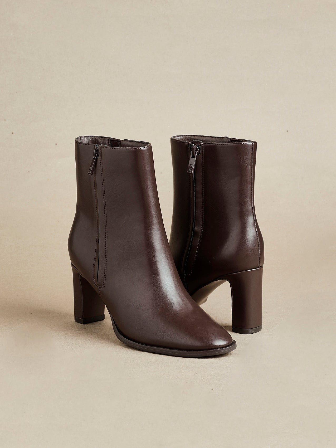 Jonas Brown Block Heeled Ankle Boots
