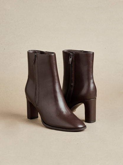 Jonas Brown Block Heeled Ankle Boots