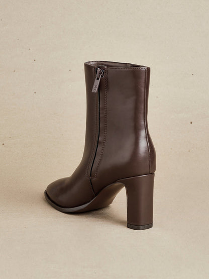 Jonas Brown Block Heeled Ankle Boots