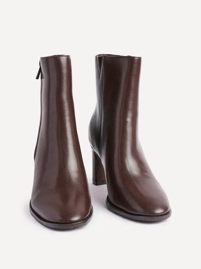 Jonas Brown Block Heeled Ankle Boots