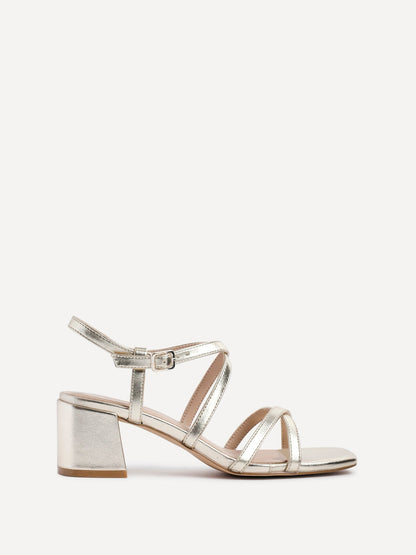 Jovanna Gold Strappy Heeled Sandals