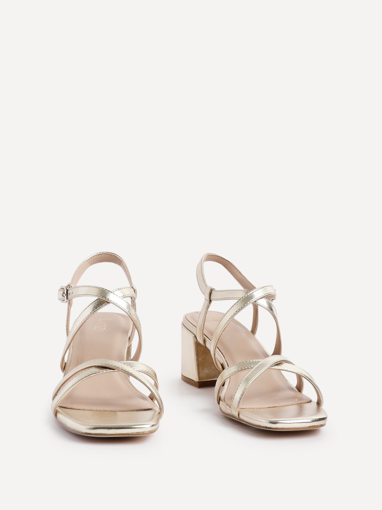 Jovanna Gold Strappy Heeled Sandals