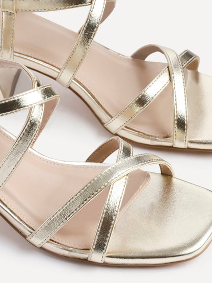 Jovanna Gold Strappy Heeled Sandals