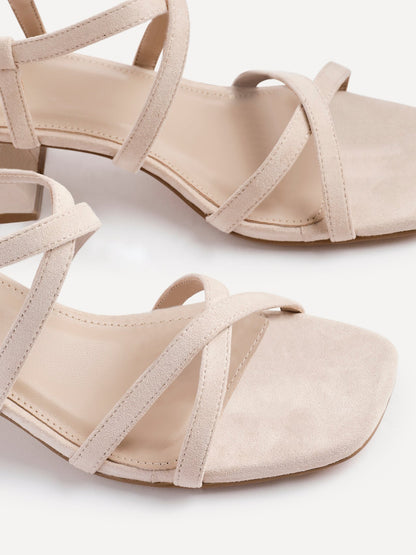 Jovanna Nude Strappy Heeled Sandals