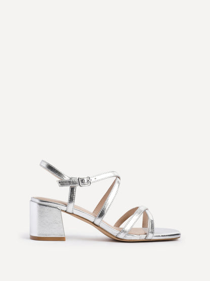 Jovanna Silver Strappy Heeled Sandals