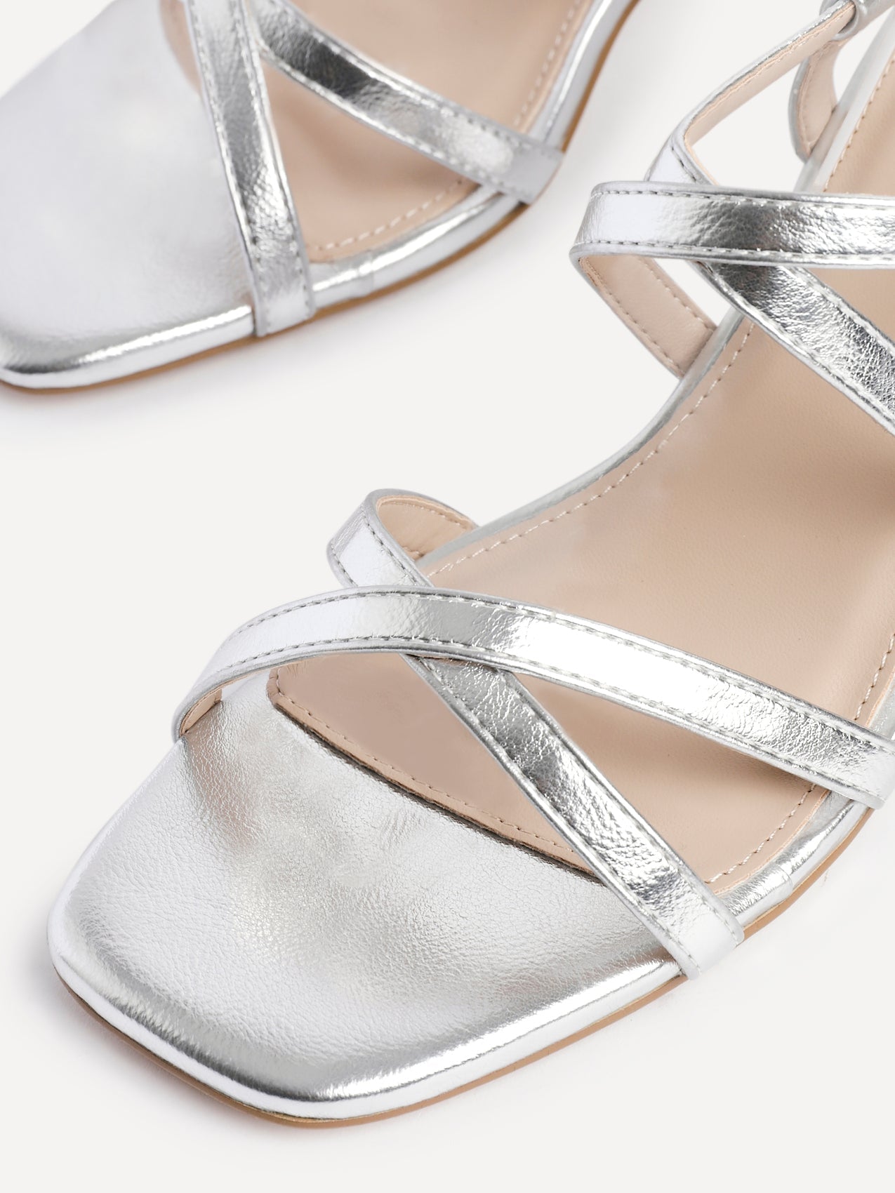Jovanna Silver Strappy Heeled Sandals