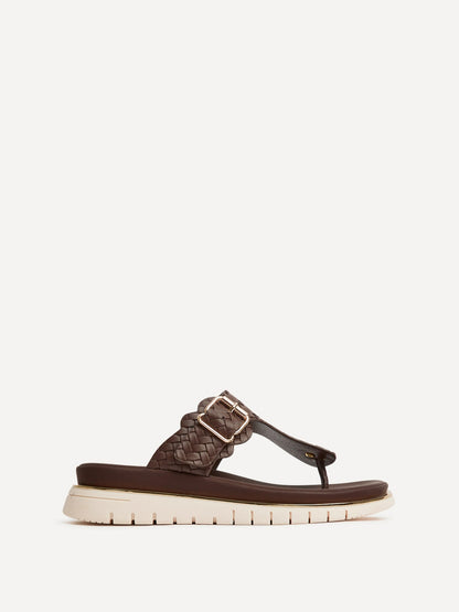 Jovelle Brown Woven Toe Post Flat Sandal