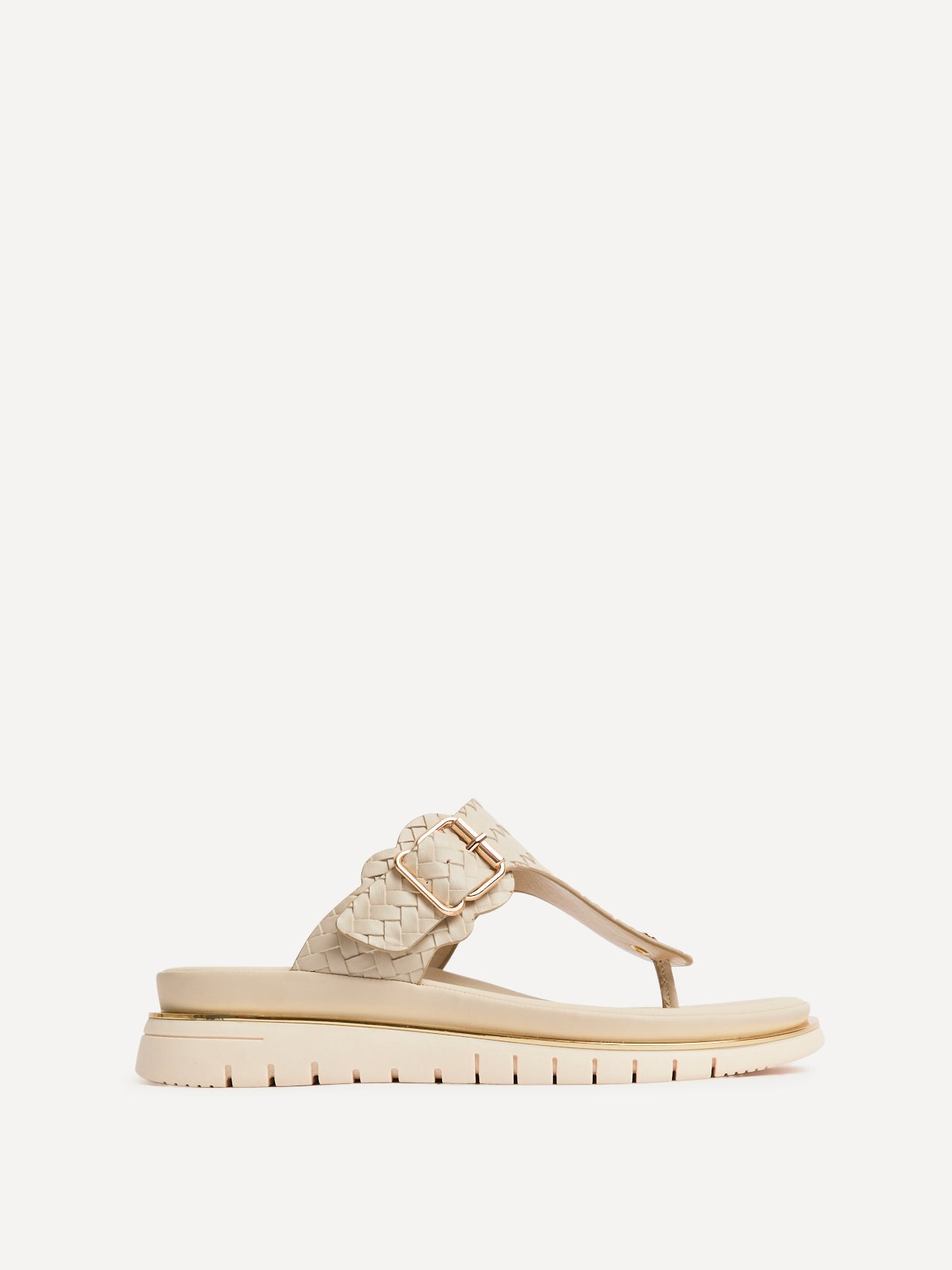 Jovelle Ivory Woven Toe Post Flat Sandal