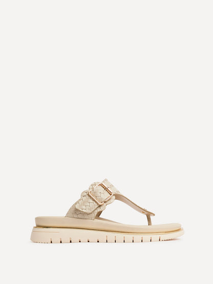 Jovelle Ivory Woven Toe Post Flat Sandal