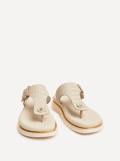 Jovelle Ivory Woven Toe Post Flat Sandal