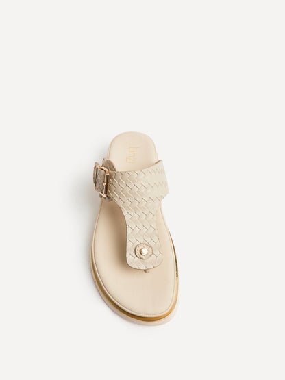 Jovelle Ivory Woven Toe Post Flat Sandal