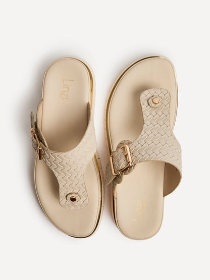 Jovelle Ivory Woven Toe Post Flat Sandal
