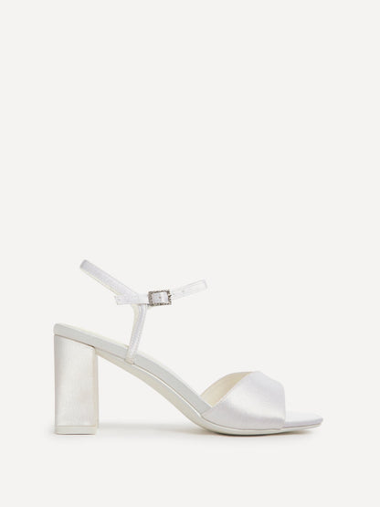Juliette Bridal Ivory Satin Block Heeled Sandals