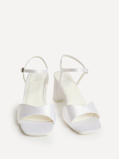 Juliette Bridal Ivory Satin Block Heeled Sandals