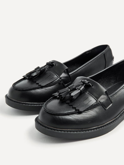Kassidy Wide Fit Black Faux Loafers