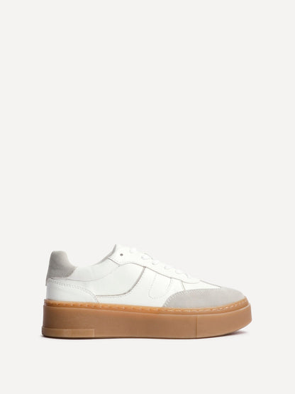 Kaia White and Grey Faux Leather Trainers