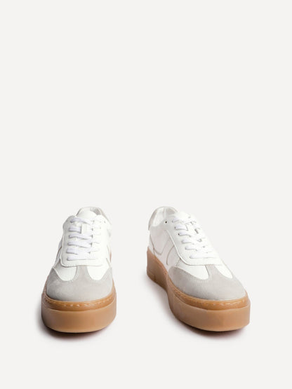Kaia White and Grey Faux Leather Trainers