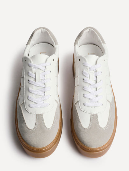 Kaia White and Grey Faux Leather Trainers