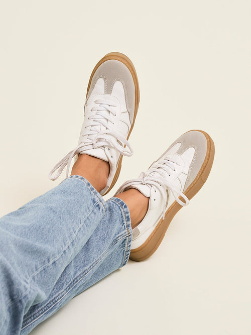 Kaia White and Grey Faux Leather Trainers
