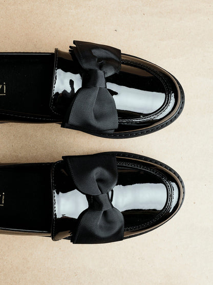 Kailey Wide Fit Black Patent Loafers