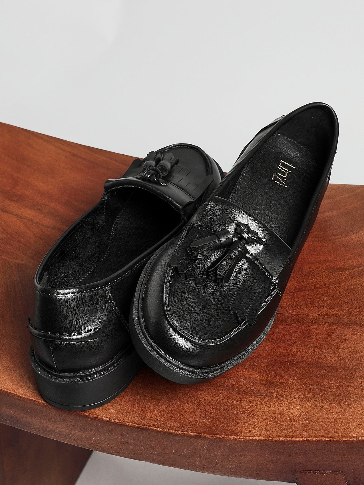 Kamille Black Faux Leather Loafers