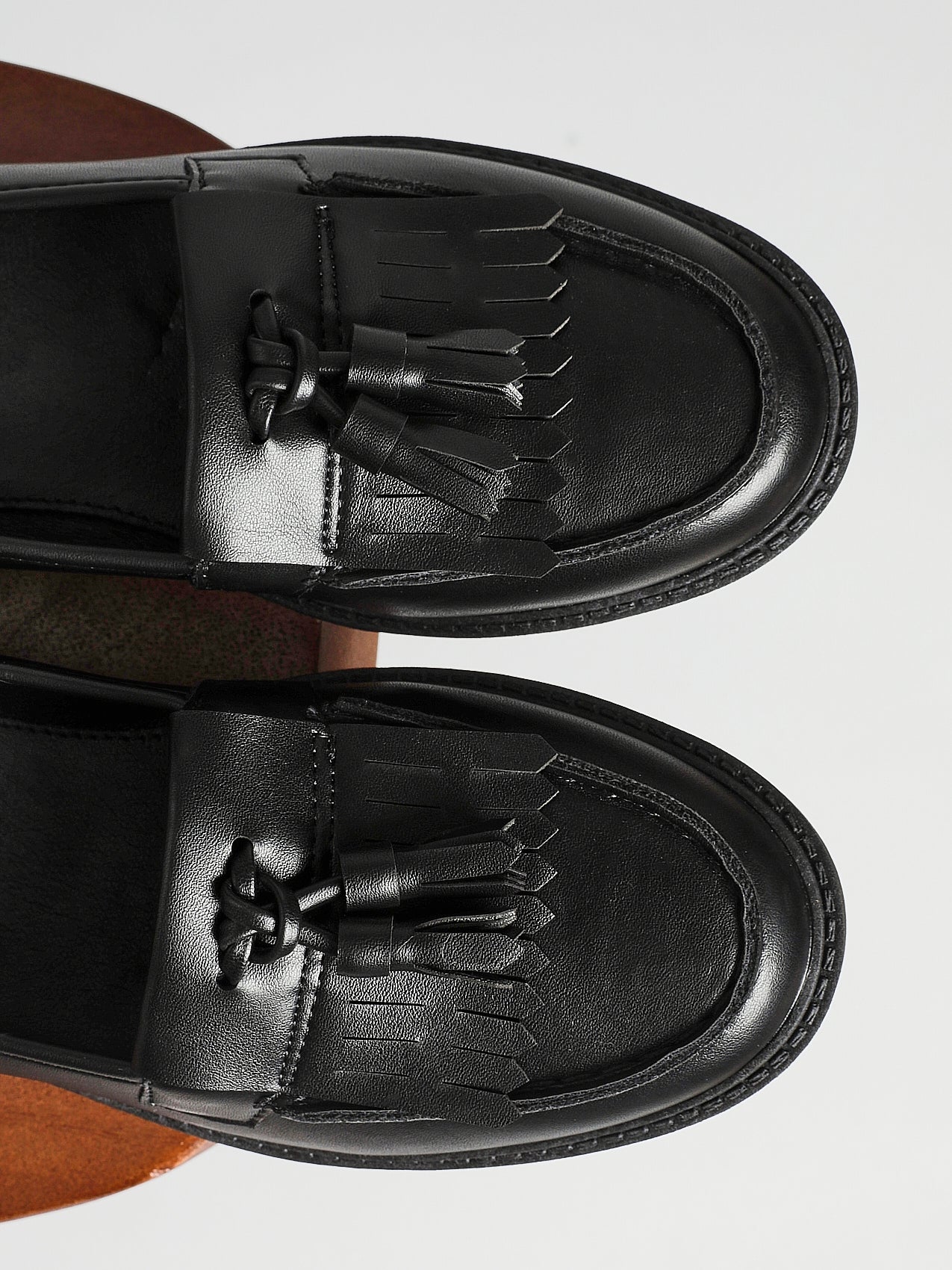 Kamille Black Faux Leather Loafers