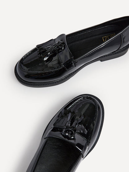 Kassidy Wide Fit Black Patent Loafers