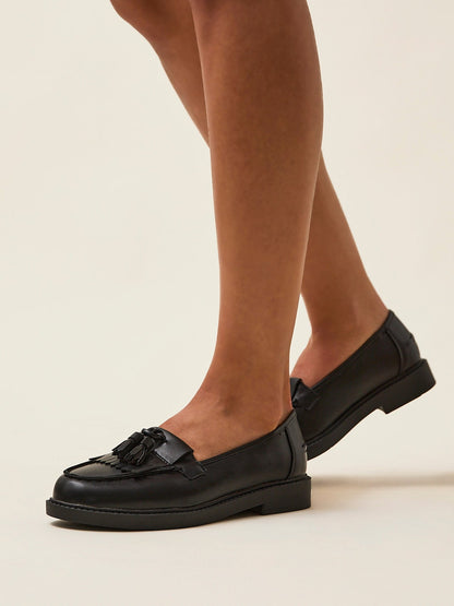 Kassidy Wide Fit Black Faux Loafers