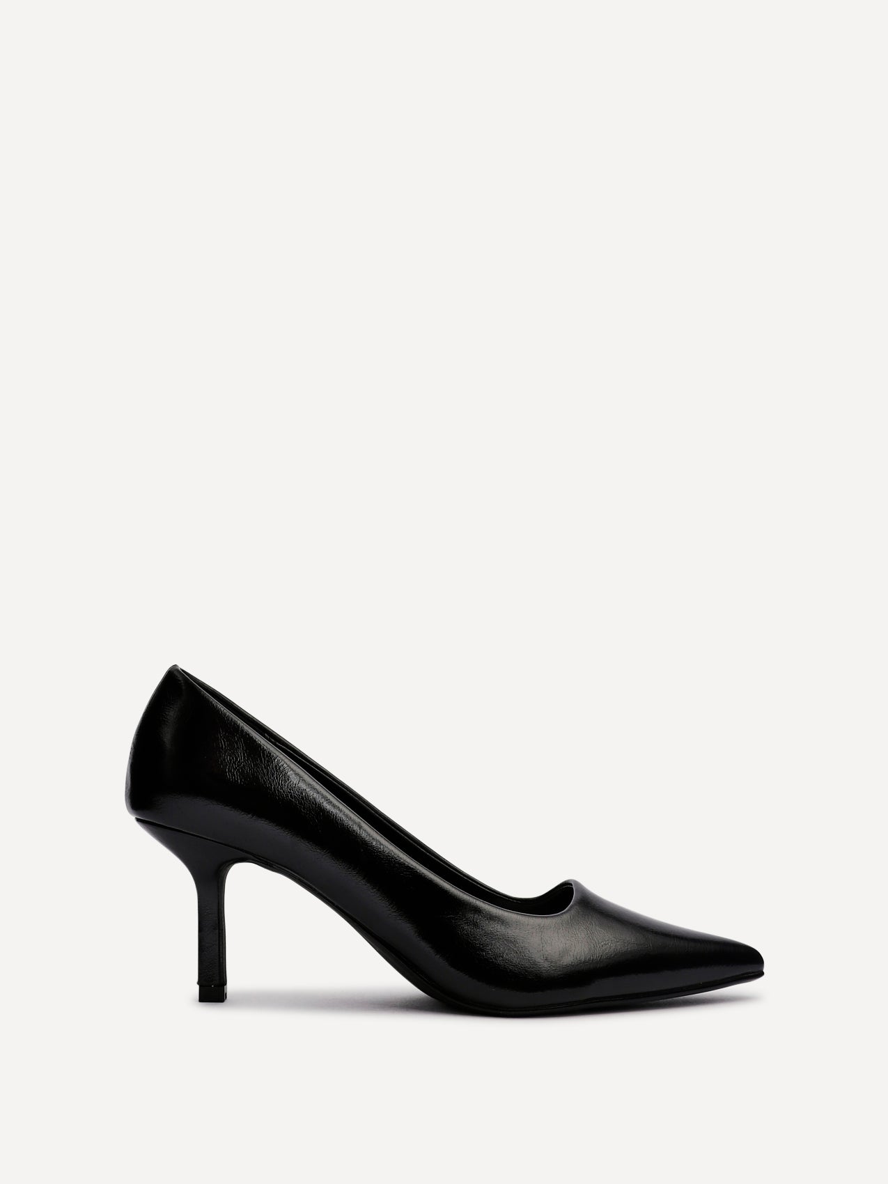 Kat Black Faux Leather Court Heels