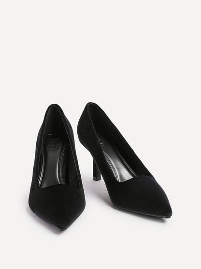 Kat Black Velvet Classic Court Heels