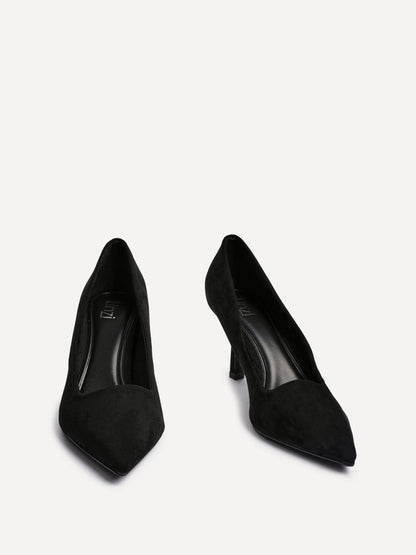 Kat Black Faux Suede Court Heels