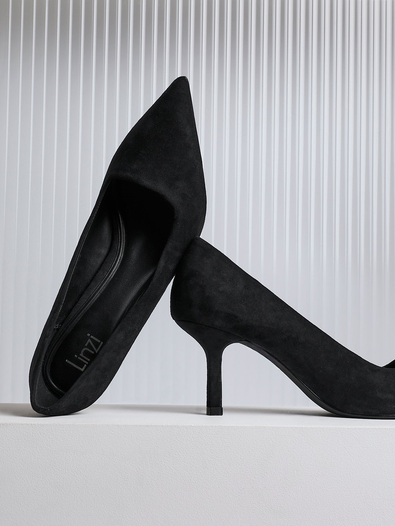Kat Black Faux Suede Court Heels