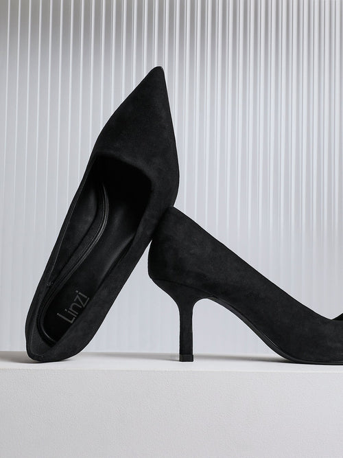 Kat Black Faux Suede Court Heels