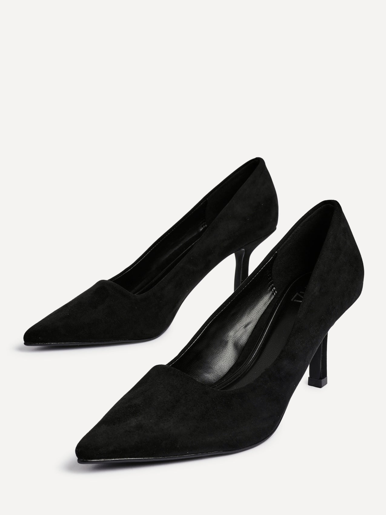 Kat Black Faux Suede Court Heels